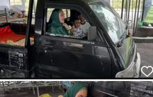Momen Kartika Putri Nyetir Mobil Pick Up Bawa Anak-Anak, Isi Bensin Sendiri Pakai Jerigen