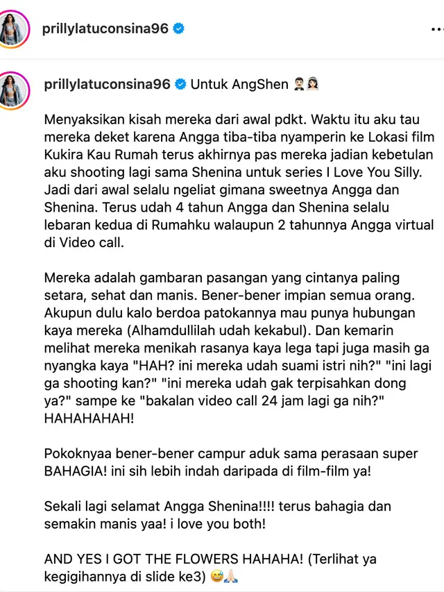 Unggahan Prilly Latuconsina. (Foto: Dok. Instagram @prillylatuconsina96)