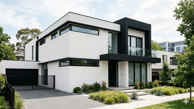 Rumah Minimalis Cat Hitam Putih (Foto: Gemini AI)