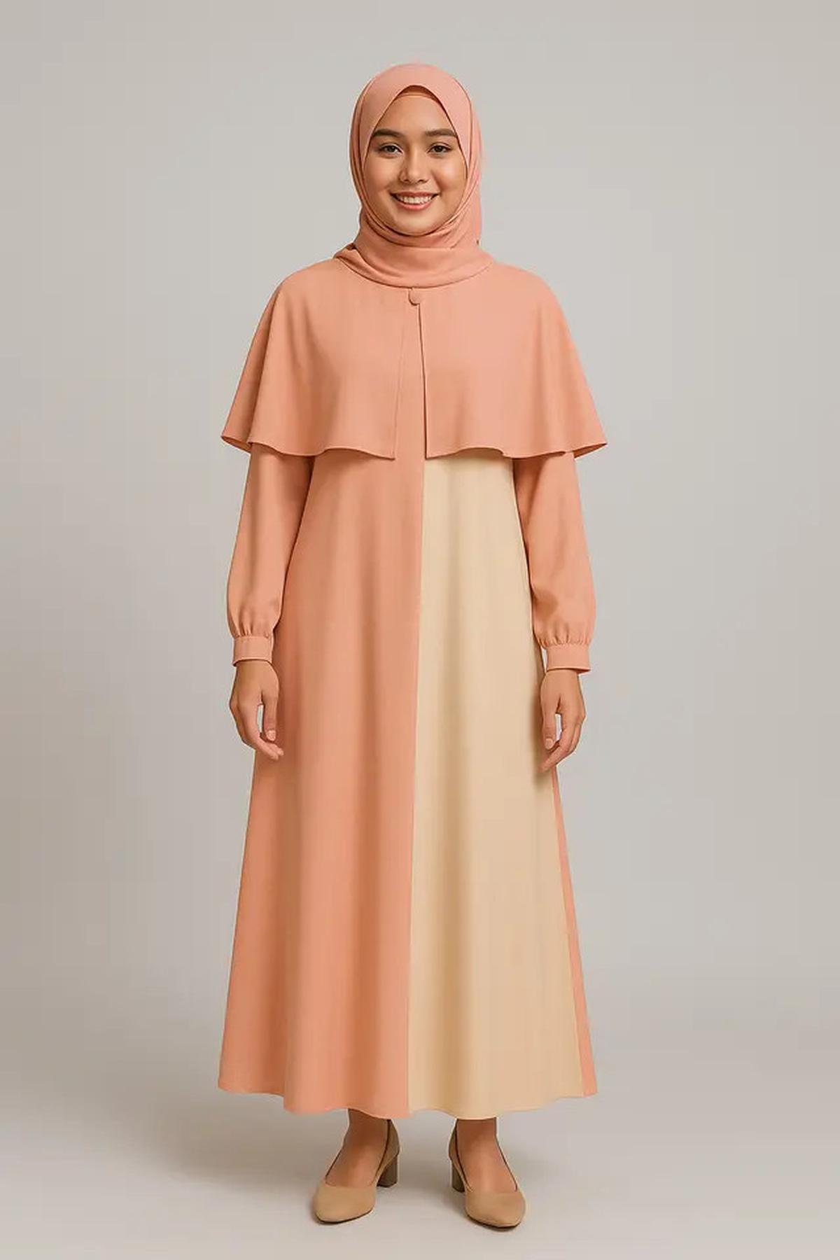 7 Model Gamis Polos Kombinasi 2 Warna, Tonjolkan Kesan Sopan dan Menawan