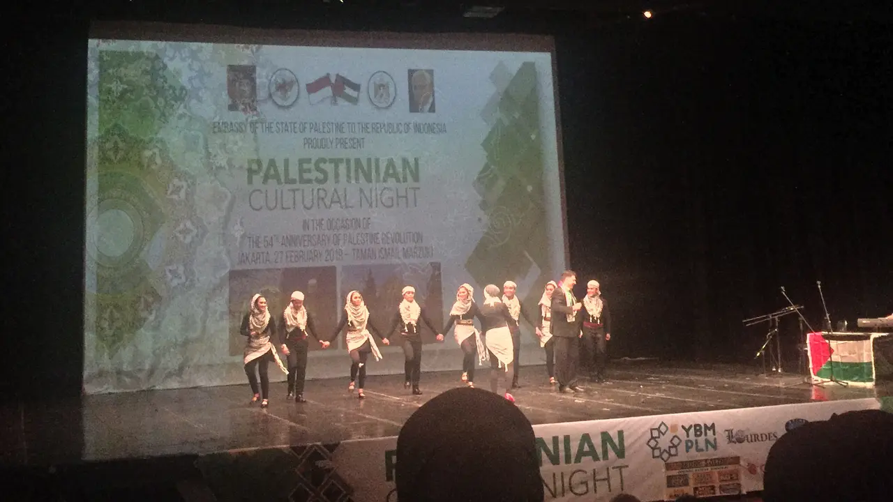Pertunjukan senin dalam gelaran Palestina Festival di Jakarta, 27 Februari 2019 (Liputan6.com/Siti Khotimah)