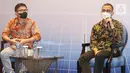 Senior Product Manager Huawei Indonesia Ali Hanif (kanan) dan Chief Commercial Officer of SUN Energy Dionpius Jefferson (kiri) dalam diskusi mengejar Targer Bauran energi melalui pemanfaatan tenaga hijau di Ibukota Negara Baru di Jakarta. Target EBT sebesar 23% pada tahun 2025. (Liputan6.com)