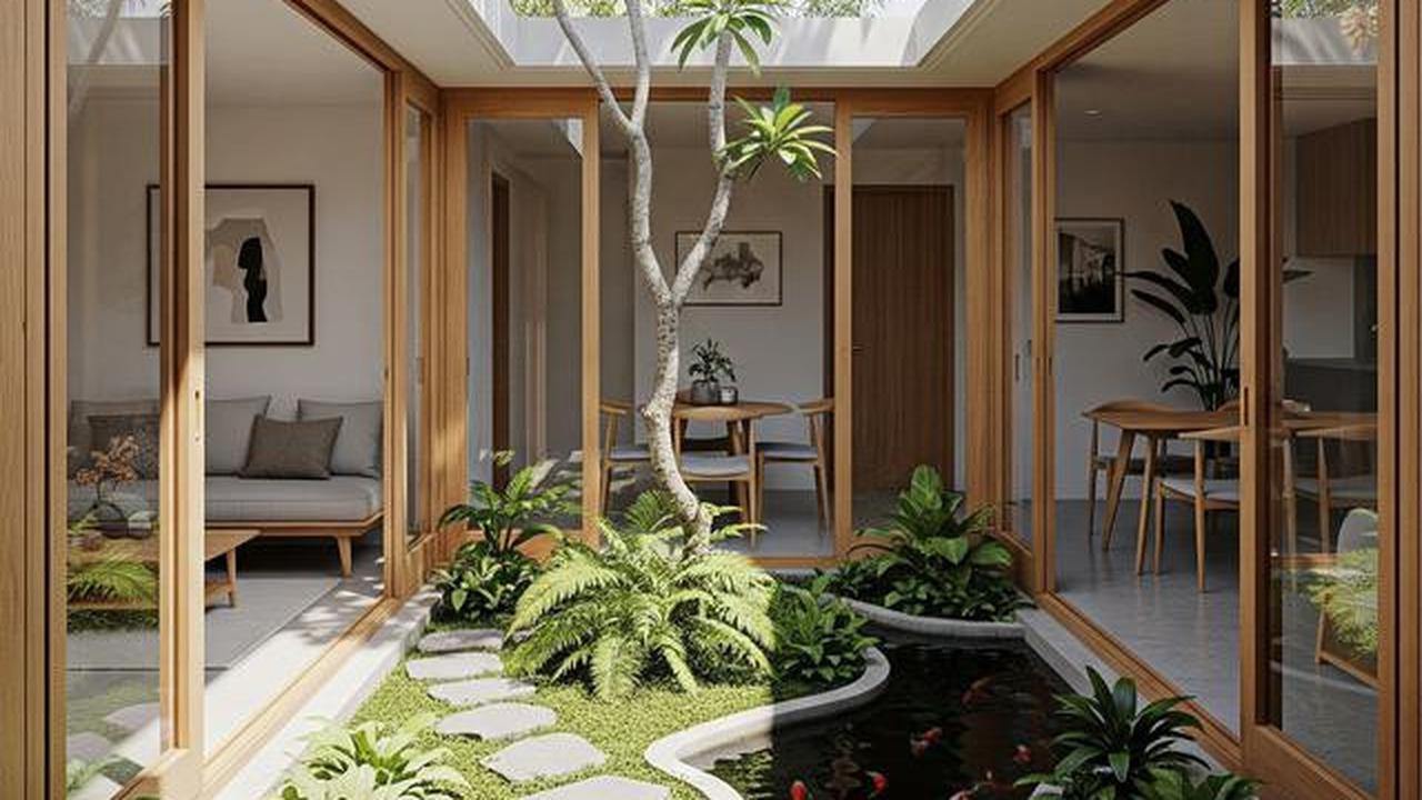 7 Model Rumah Kecil Tapi Luas dengan Taman di Tengah Area Rumah, Modern dan Asri