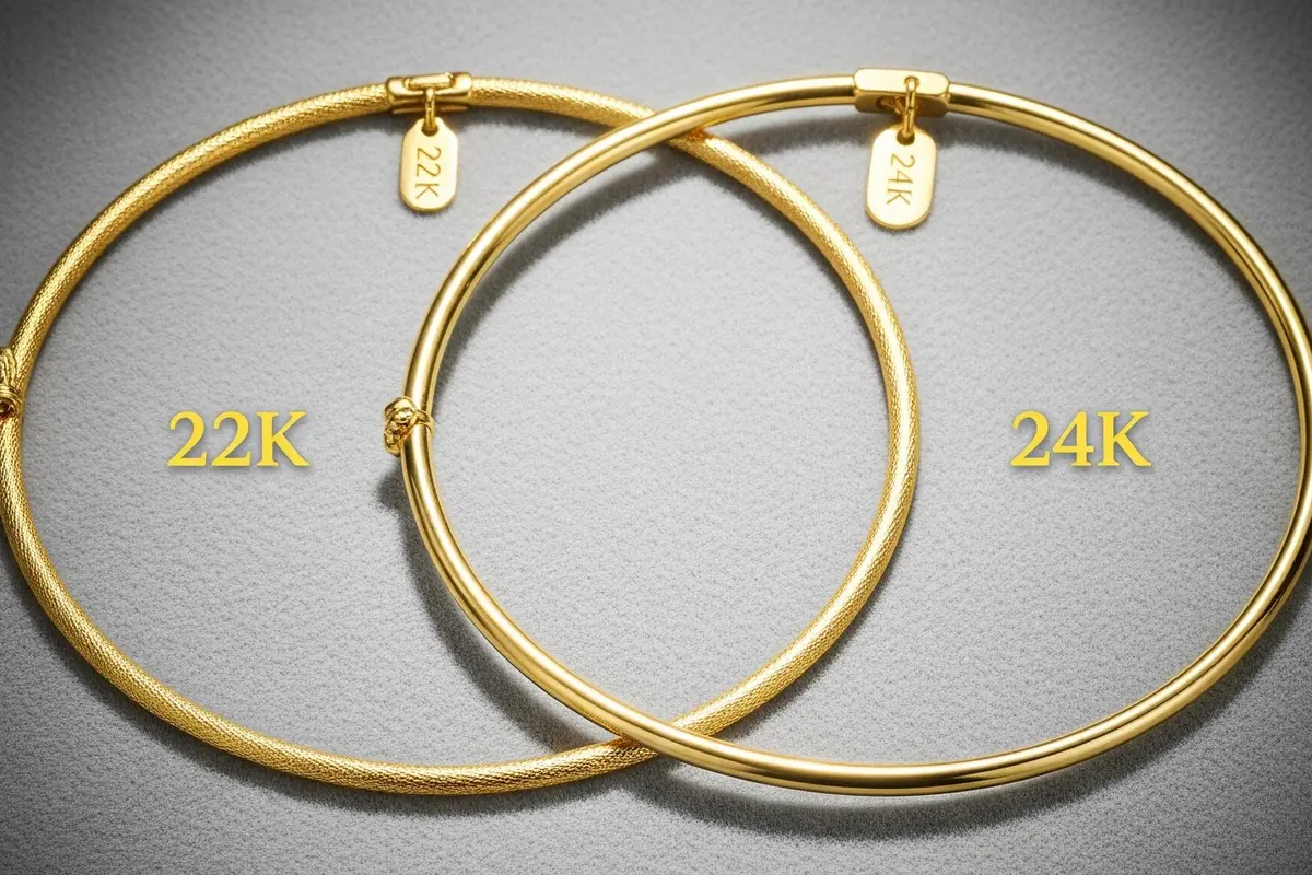 Perbedaan Gelang Emas Bangle Tipis 22K dan 24K untuk Investasi