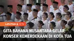 Lima hari jelang peringatan Hari Ulang Tahun Kemerdekaan ke-78 Republik Indonesia, tim Paduan Suara Gita Bahana Nusantara menggelar Konser Kemerdekaan di Plaza Fatahillah, Kota Tua, Jakarta. Pada konser yang mengangkat tema, menembus batas, Gita Baha...