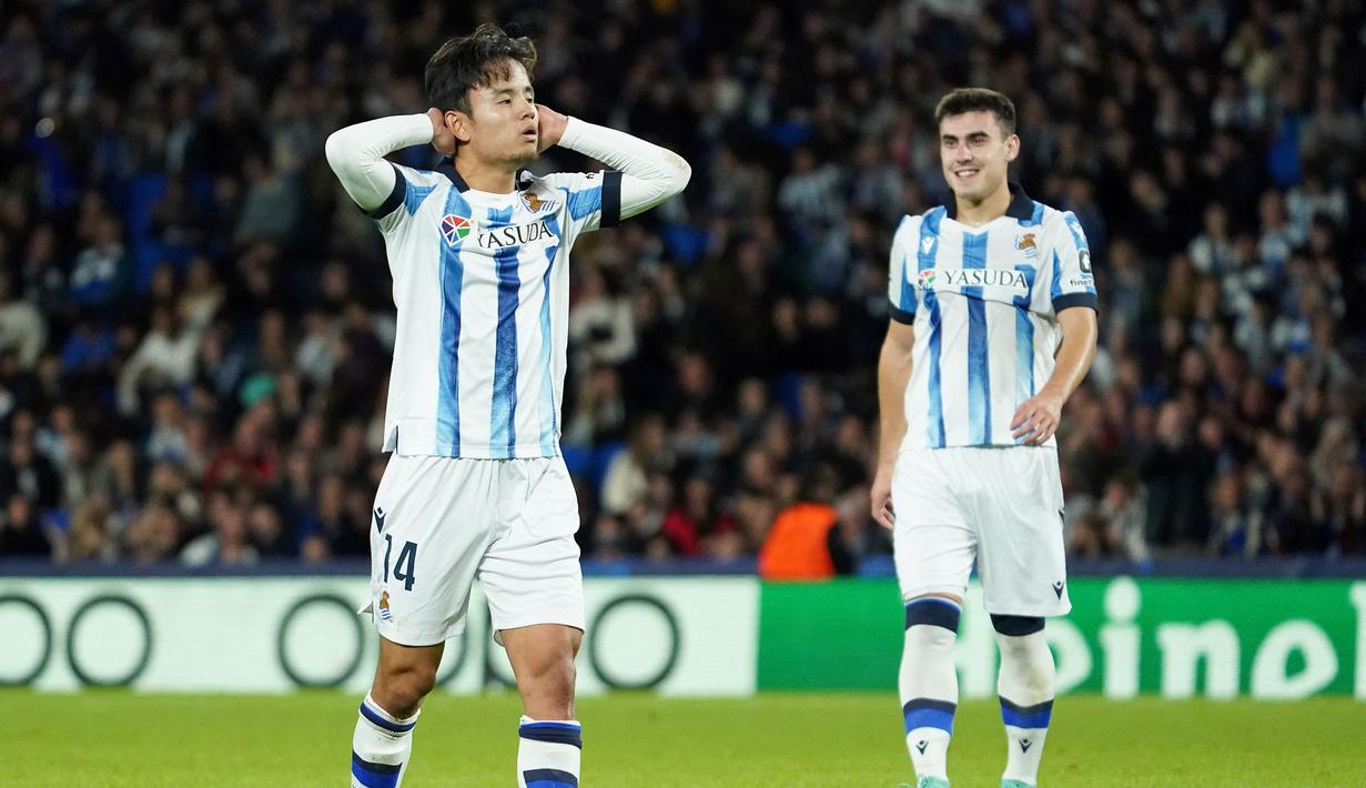 Sayap kanan Timnas Jepang yang bermain untuk Real Sociedad, Takefusa Kubo akan menjadi andalan di lini serang Jepang pada Piala Asia 2023 Qatar. Penampilan apiknya bersama Real Sociedad di La Liga dan Liga Champions diharapkan akan menjadi modal untuk penampilannya di Qatar nanti. Bersama Timnas Jepang ia telah mengoleksi 29 caps dengan torehan 3 gol dan 6 assist. Piala Asia 2023 Qatar menjadi Piala Asia edisi pertama yang akan diikutinya. (AFP/Cesar Manso)