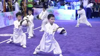 Tim Wushu SWA jadi pemandangan unik di kejuaraan dunia Wushu di Istora Senayan Jakarta (Istimewa)