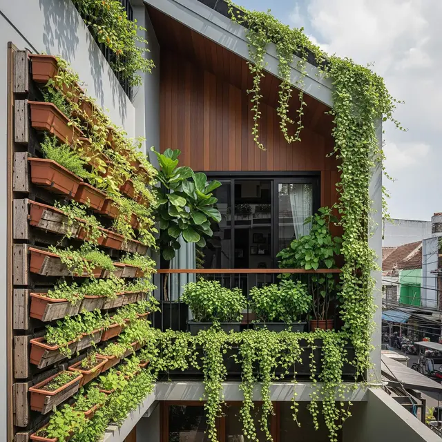 Desain Rumah Sempit Atap Miring ke Belakang
