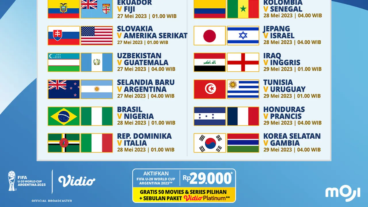 Jadwal Pekan Ketiga Piala Dunia U-20, Ekslusif di Vidio 27-29 Mei : USA U-20 Vs Slovakia U-20, Ekuador U-20 Vs Fiji U-20