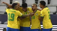 Timnas Brasil meraih kemenangan tipis 1-0 atas Peru dan berhak melaju ke final Copa America 2021. (AFP/Mauro Pementel)