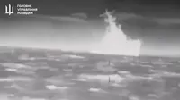 Video Ukraina menunjukkan kapal rudal yang terkena serangan. (UKRAINIAN MILITARY INTELLIGENCE)