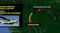 Pesawat yang dipiloti Kompol Rio Pasaribu itu diduga jatuh di ketinggian 7.000 kaki di atas permukaan laut. (Liputan 6 SCTV)
