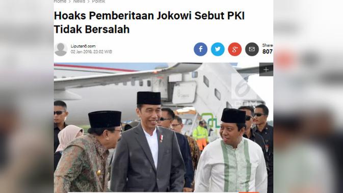 [Cek Fakta] Hoaks Jokowi Sebut PKI Tidak Berbahaya