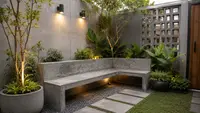 7 Desain Bangku Taman Mungil dari Semen di Halaman Rumah