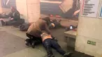 Sejumlah orang tergeletak di Stasiun kereta bawah tanah, Metro Sennaya Ploshchad di St Petersburg, Rusia, Senin (3/4). Dikabarkan 10 orang tewas dan 50 lainnya luka-luka. (AP Photo)