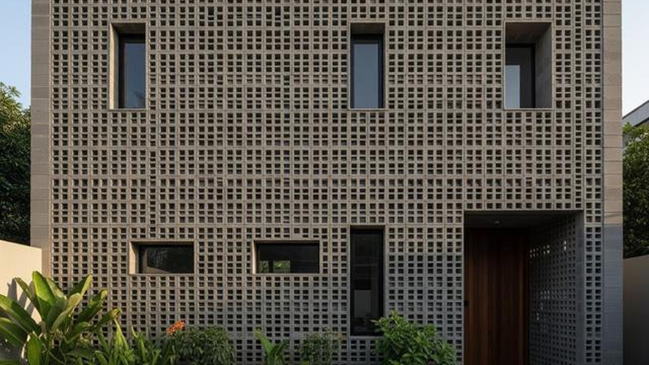 7 Gambar Rumah Minimalis Tampak Depan dengan Kombinasi Dinding Roster, Elegan dan Fungsional