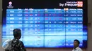 Karyawan tengah memantau pergerakan indeks saham gabungan di Bursa Efek Indonesia, Jakarta, Kamis (10/9/2015). Nilai tukar rupiah terhadap dolar Amerika Serikat (AS) ditutup melemah di posisi Rp 14.329 per dolar AS. (Liputan6.com/Angga Yuniar)
