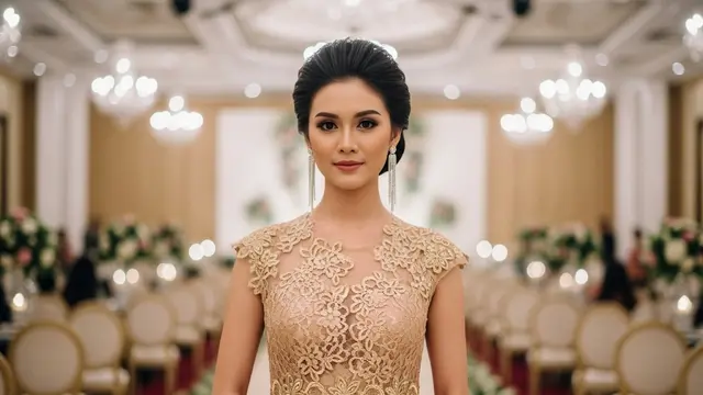 Gaun Batik Sleeveless Kombinasi Brokat