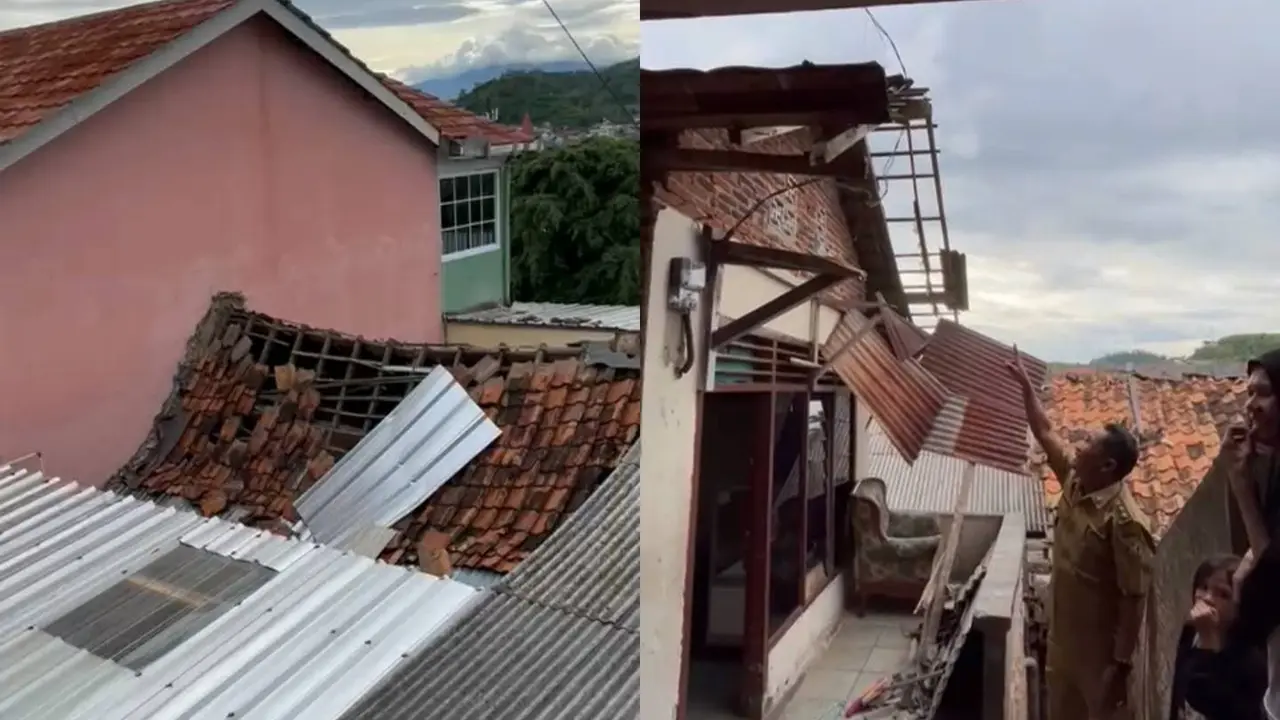 11 rumah warga di Bandar Lampung rusak akibat diterjang angin puting beliung.
