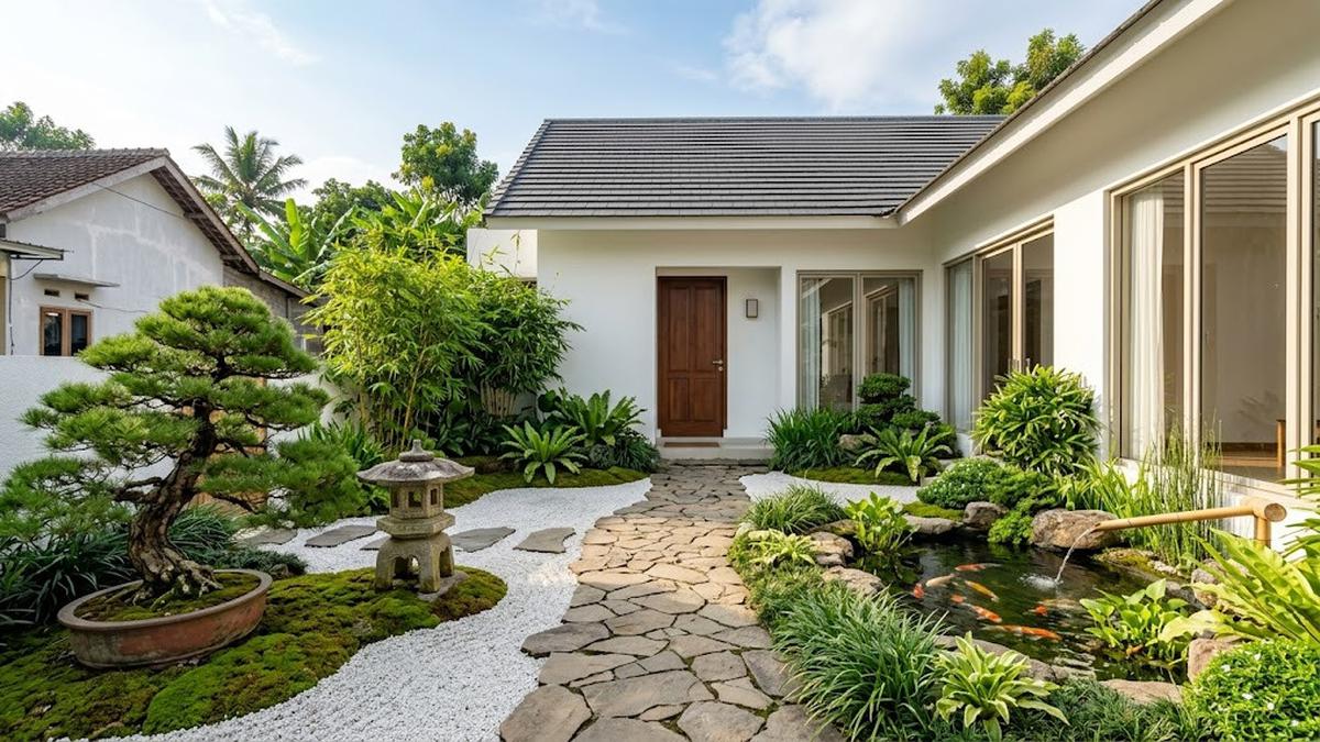 8 Ide Halaman Rumah Bergaya Kebun Desa Jepang dengan Elemen Batu, Air, dan Tanaman