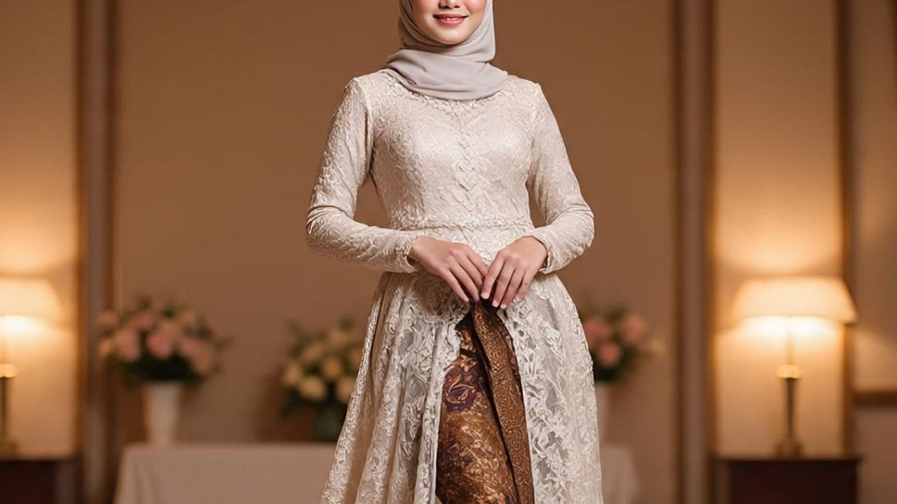 8 Model Gamis Brokat Kombinasi Batik Terbaru Tren 2025, Manis dan Anggun Dipakai
