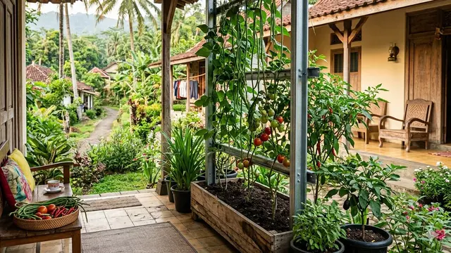 Ide Teras Rumah Desa dengan Kebun Campur Biar Multifungsi