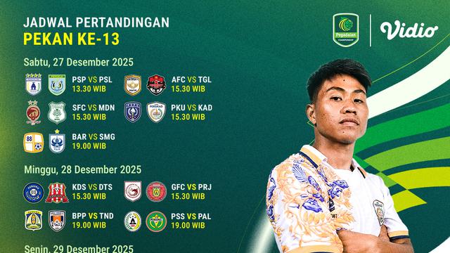 Jadwal Pegadaian Championship pekan ke-13, tayang di Vidio. (sumber: dok. Vidio.com)