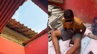 Viral bocah hancurkan atap rumah warga karena kejar layangan putus (Sumber: Twitter/kegblgnunfaedh)