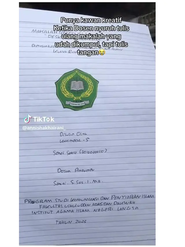 6 Potret Cover Tugas Makalah Nyeleneh, Mikir Keras Sebelum Baca Isinya