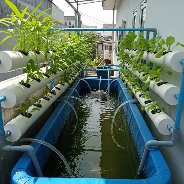 Desain Kolam Lele Terpal dengan Kebun Sayur Vertikal di Lahan 2x3 Meter