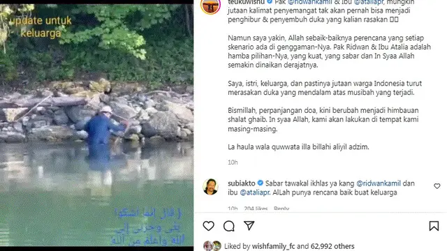 Teuku Wisnu Salat Gaib untuk Putra Sulung Ridwan Kamil Emmeril Kahn Mumtadz alias Eril