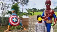 6 Potret Patung Superhero di Taman Ini Kocak, Gayanya Nyeleneh (Sumber: Twitter/jowoshitpost, irwwwick)