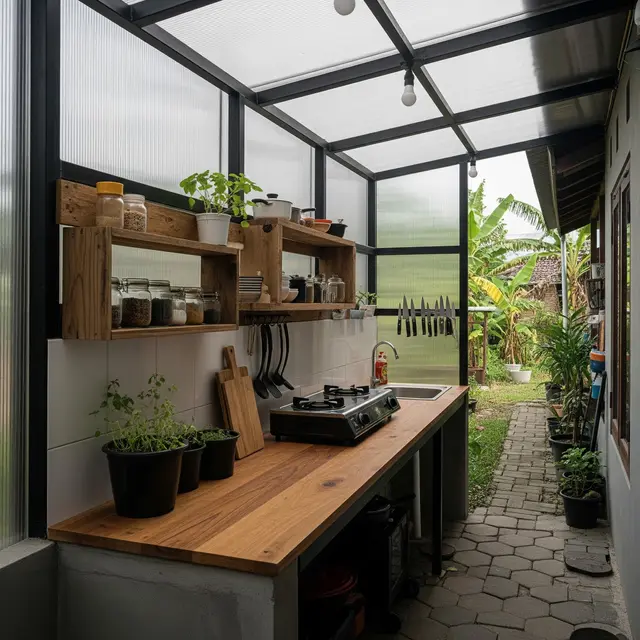 Desain Rumah Desa dengan Dapur Outdoor Sederhana (Image by Gemini AI)