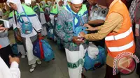Jemaah calon haji di Embarkasi Medan, Sumatera Utara. (Antara Foto/Irsan Mulyadi)