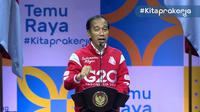 Presiden Joko Widodo (Jokowi) dalam acara Temu Raya Alumni Program Kartu Prakerja, yang dilaksanakan di Sentul International Convention Centre, Bogor, Jumat (17/6/2022).