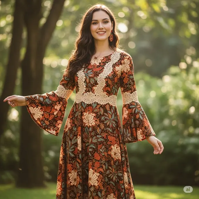 Model Maxi Dress Lengan Lonceng