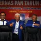 Ketua DPP PAN, Zulkifli Hasan (kiri) bersama Ketum PAN, Hatta Rajasa dan Ketua Majelis Pertimbangan Partai (MPP) PAN Amien Rais sebelum mengelar Rakernas PAN, Jakarta, Rabu (7/1/2015). (Liputan6.com/Miftahul Hayat)