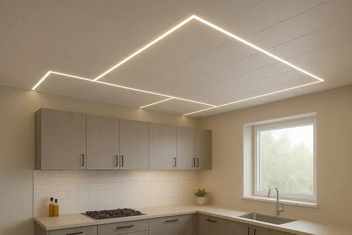 7 Model Plafon PVC Dapur dengan Lampu LED Tersembunyi, Bikin Ruangan Lebih Elegan dan Modern