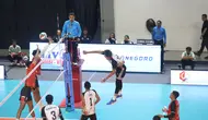 Surabaya Samator mengalahkan Ganevo Yogya 3-0 (25-21, 25-17, 25-18) pada Pul B Livoli Divisi Utama 2025 putaran reguler kedua i GOR Utama Bojonegoro, Selasa (23/9).&nbsp;(foto: PBVSI)