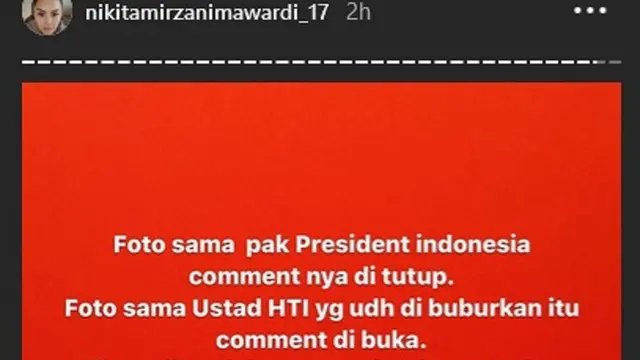 Unggahan Nikita Mirzani (Instagram/ nikitamirzanimawardi_17)