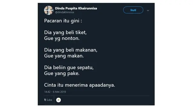 Gaya Pacaran yang Benar Ala Netizen Ini Bikin Senyum-senyum Kecut