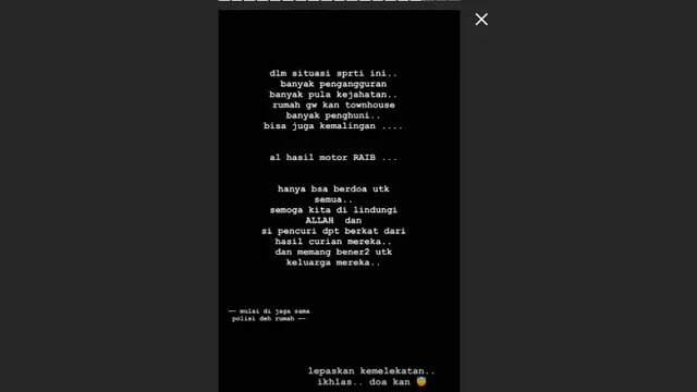 Aura Kasih Ikhlaskan Motornya yang Hilang
