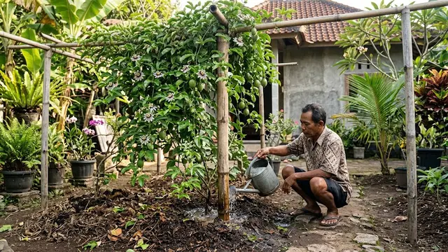 Penyiraman Markisa yang Cukup