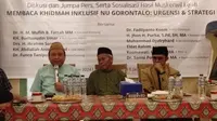Pengurus PWNU Provinsi Gorontalo saat melakukan konferensi pers. (Arfandi Ibrahim/Liputan6.com)