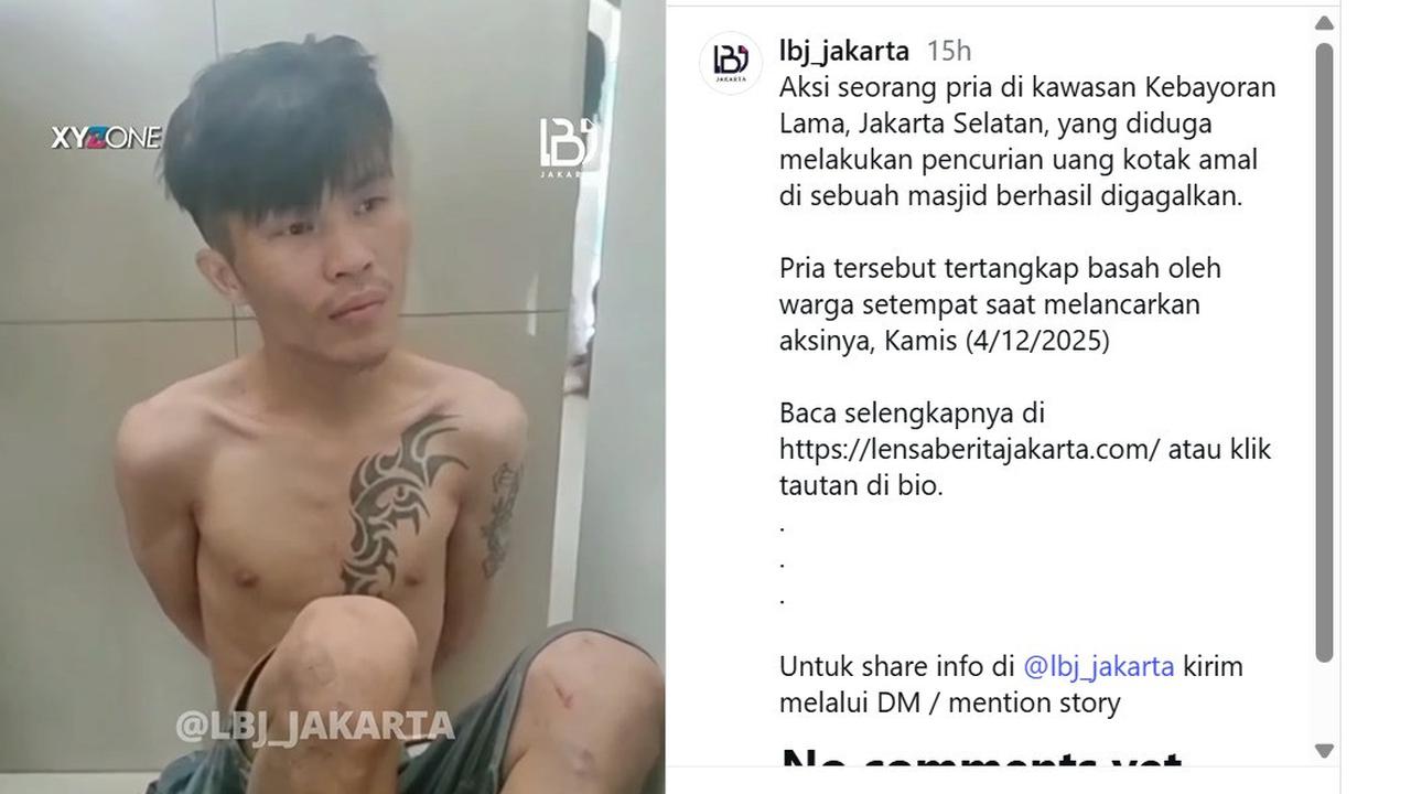 Duduk Jongkok Tertunduk Lesu, Viral Maling Kotak Amal Ditangkap Warga Kebayoran Lama