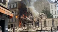 Ledakan besar di Kota Paris, Prancis, meruntuhkan bangunan pada Rabu (21/6/2023). (Dok. BBC)