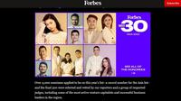 Tangkapan layar Forbes 30 Under 30 Asia.