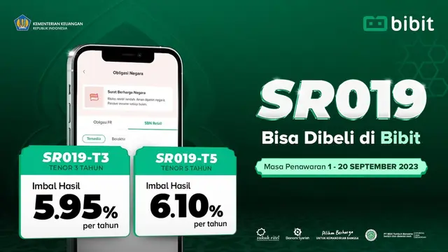 Bibit.id melayani pembelian Surat Berharga Syariah Negara (SBSN) ritel seri SR019 dengan masa penawaran pada tanggal 1-20 September 2023. (Dok Bibit)