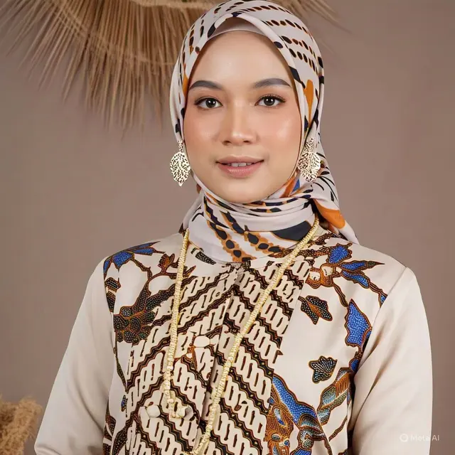 Gamis Batik Motif Parang Kombinasi Kain Polos
