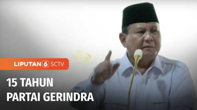 Partai Gerindra memasuki usia 15 tahun. Presiden Jokowi memprediksikan, elektabilitas Partai Gerindra dan Prabowo Subianto akan tinggi dalam Pemilu 2024.
